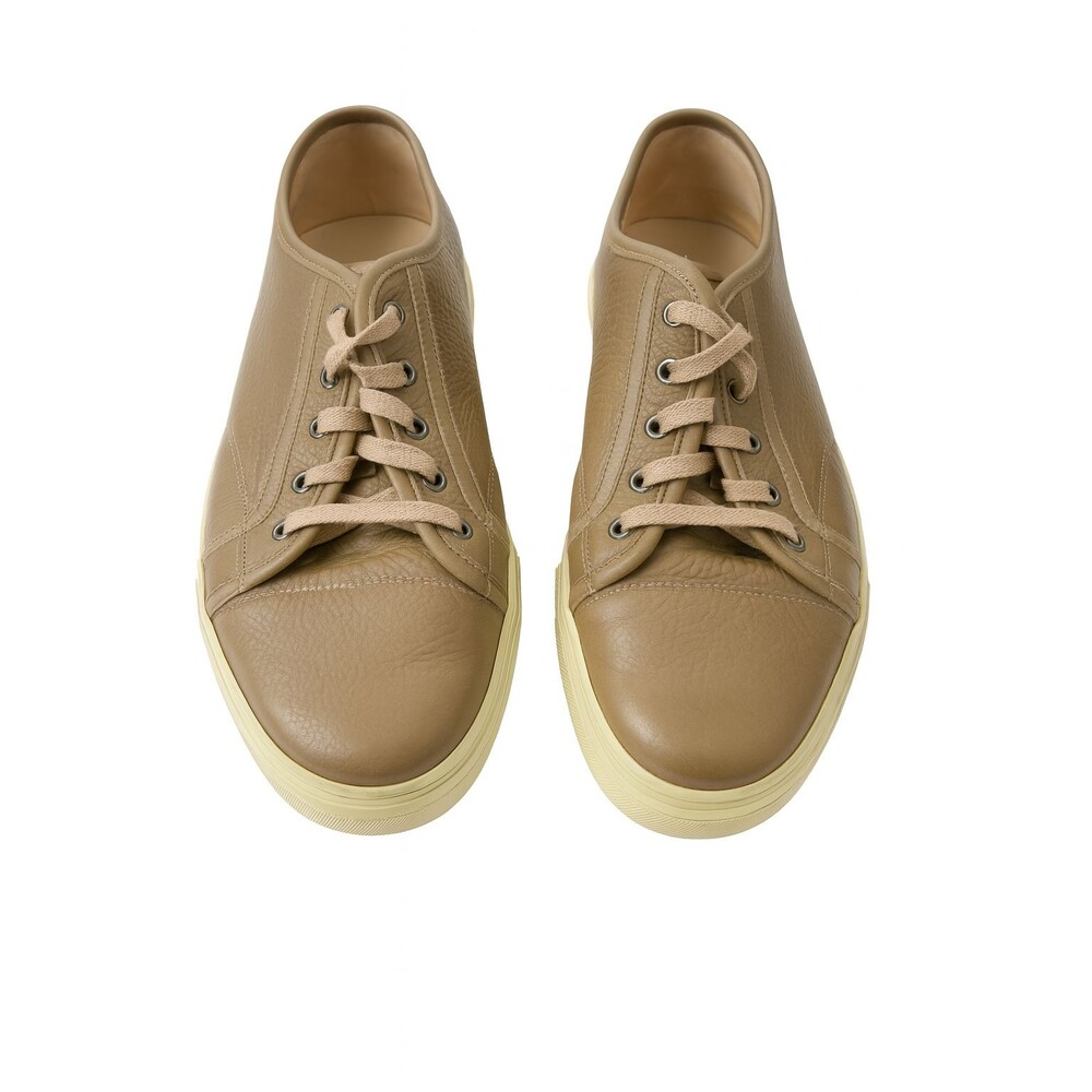 Gucci Men’s Leather Sneakers 295295 Tan Khaki Shoes US 9 EU 43 Made in Italy